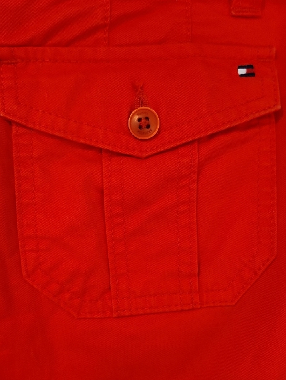 Tommy Hilfilger Bright Red-Orange Button-Front Skirt - Picture 9 of 9